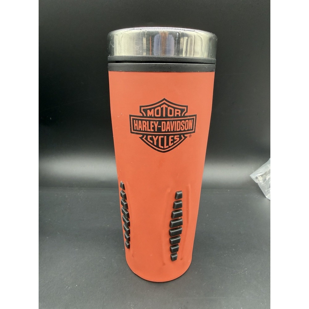 Harley-Davidson Core Bar & Shield 16 Oz Orange Tumbler Coffee Travel Cup